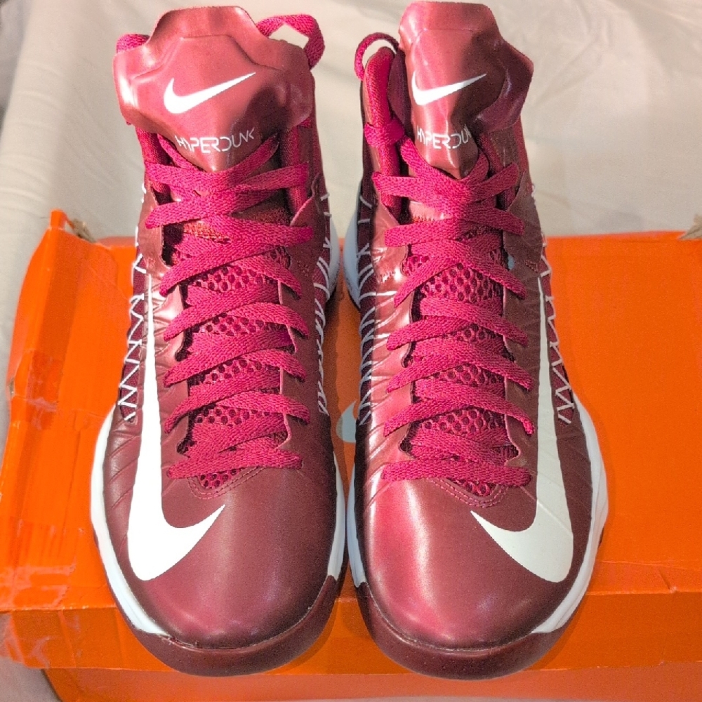 Nike Hyperdunk Maroon and White Athletic Shoes